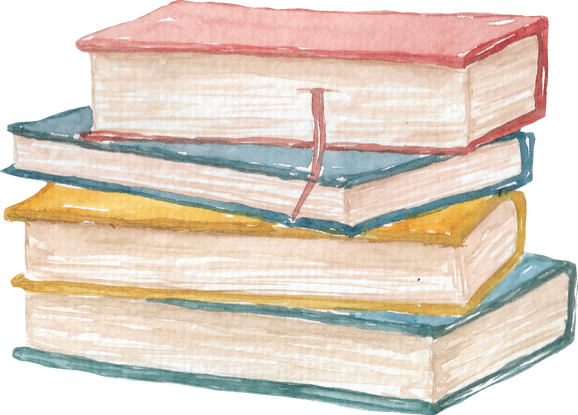 Watercolor Stack of Vintage Book