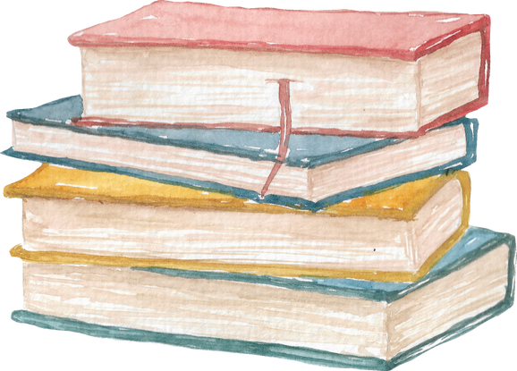 Watercolor Stack of Vintage Book